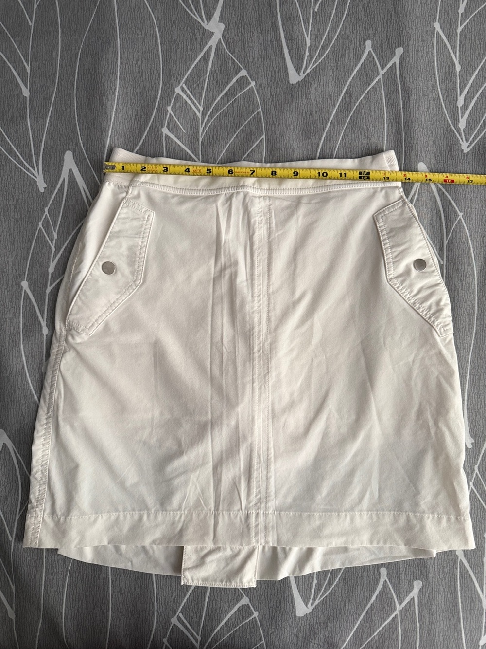 White Cotton A-Line Skort  with Pocket Flap Detail